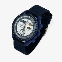 Bracelet Moonswatch Mission to Earthphase - Moonshine Gold Autres: Cuir Nato Toile Acier Toile: Bleu Marine