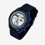 Bracelet Moonswatch Mission to Earthphase - Moonshine Gold Autres: Cuir Nato Toile Acier Toile: Bleu Marine