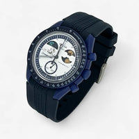 Bracelet Moonswatch Mission to Earthphase - Moonshine Gold Caoutchouc Design : Bleu Marine