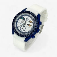 Bracelet Moonswatch Mission to Earthphase - Moonshine Gold Caoutchouc Premium: Blanc