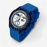 Bracelet Moonswatch Mission to Earthphase - Moonshine Gold Caoutchouc Premium: Bleu