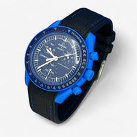 Bracelet MoonSwatch en Caoutchouc Premium Neptune: Noir Bleu