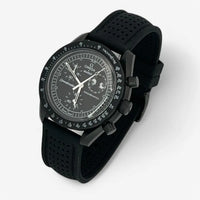 Bracelet MoonSwatch Premium en Caoutchouc Perforé New Moon: Noir + Boucle Noire