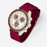 Bracelet Moonswatch Mission to Pluton Autres: Nato Toile Acier Toile: Bordeaux