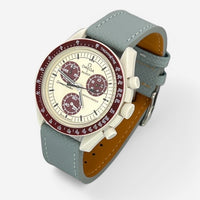 Bracelet MoonSwatch en Cuir Texturé Pluton: Gris Clair Gris