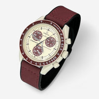 Bracelet Moonswatch Mission to Pluton Cuir Lisse: Bordeaux