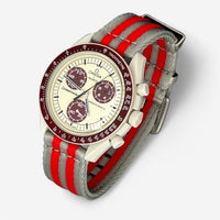 Bracelet Moonswatch Mission to Pluton Autres: Nato Toile Acier Nato lisse : Gris Rouge