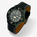 Bracelet Fifty Fathoms Green Abyss Autres: Cuir Nato Toile Acier Cuir texturé: Noir Blanc