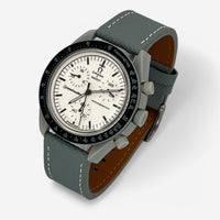 Bracelet MoonSwatch en Cuir Texturé 1965: Gris Blanc