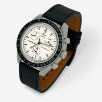 Bracelet MoonSwatch en Cuir Texturé 1965: Noir + Boucle Noire