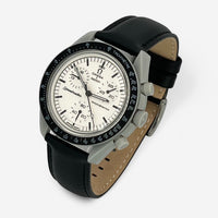 Bracelet MoonSwatch en Cuir Véritable Uni 1965: Noir