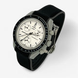 Bracelet MoonSwatch Premium en Caoutchouc à Clips 1965: Noir Gris