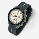 Bracelet MoonSwatch en Caoutchouc Premium une bande 1965: Gris Blanc