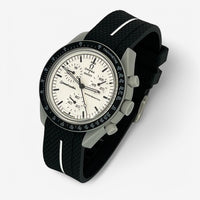 Bracelet MoonSwatch en Caoutchouc Premium une bande 1965: Noir Blanc