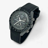 Bracelet Moonswatch Mission to Mercury Caoutchouc Premium : Noir