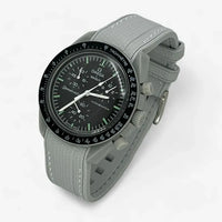 Bracelet Moonswatch Mission to the Moon Caoutchouc Premium : Gris Clair Blanc