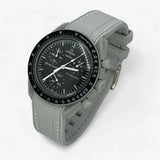 Bracelet Moonswatch Mission to the Moon Caoutchouc Premium : Gris Clair Blanc