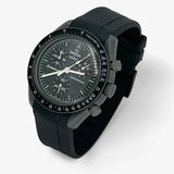 Bracelet Moonswatch Mission to Mercury Caoutchouc Premium uni : Noir + Boucle Noire
