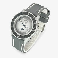 Bracelet Fifty Fathoms Antarctic Ocean Caoutchouc 2 Bandes: Gris Blanc