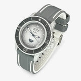 Bracelet Fifty Fathoms Antarctic Ocean Caoutchouc 2 Bandes: Gris Blanc