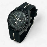 Bracelet Moonswatch Mission to Mercury Caoutchouc 1 bande : Noir Blanc