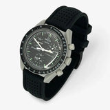 Bracelet Moonswatch Mission to the Moon Caoutchouc Premium perforé: Noir