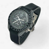 Bracelet Moonswatch Mission to Mercury Caoutchouc Clips premium : Noir Gris