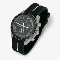 Bracelet Moonswatch Mission to the Moon Caoutchouc Premium 1 bande: Noir Blanc