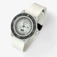 Bracelet Fifty Fathoms Antarctic Ocean Caoutchouc A clips: Blanc Noir