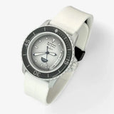 Bracelet Fifty Fathoms Antarctic Ocean Caoutchouc A clips: Blanc Noir