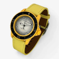 Bracelet Fifty Fathoms Pacific Ocean Autres: Cuir Nato Toile Acier Cuir design: Jaune