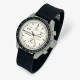 Bracelet Omega x Swatch Moonswatch 1965 Caoutchouc A clips: Noir Argent