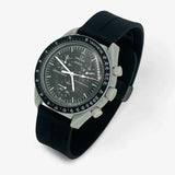 Bracelet Moonswatch Mission to the Moon Caoutchouc Clips : Noir + Boucle Noire