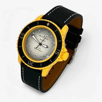 Bracelet Fifty Fathoms Pacific Ocean Autres: Cuir Nato Toile Acier Cuir texturé: Noir Blanc