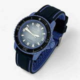 Bracelet Fifty Fathoms Atlantic Ocean Caoutchouc 2 Bandes: Bleu Marine Bleu