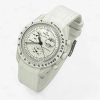 Bracelet Moonswatch Mission to the Moonphase - Full Moon - Snoopy Caoutchouc Premium : Blanc