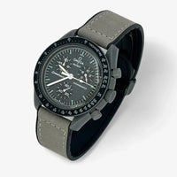Bracelet Moonswatch Mission to Mercury Autre : Cuir Nato Acier Toile Cuir lisse : Gris