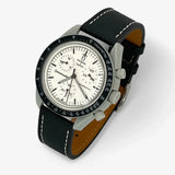 Bracelet Omega x Swatch Moonswatch 1965 Autres: Cuir Nato Acier Toile Cuir texturé: Noir Blanc