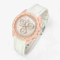 Bracelet Moonswatch Mission to Venus Caoutchouc Premium : Blanc Rose