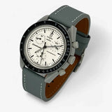 Bracelet Omega x Swatch Moonswatch 1965 Autres: Cuir Nato Acier Toile Cuir texturé: Gris Blanc