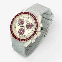 Bracelet Moonswatch Mission to Pluton Caoutchouc Premium : Gris Blanc