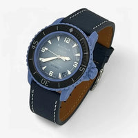 Bracelet Fifty Fathoms Atlantic Ocean Autres: Cuir Nato Toile Acier Cuir texturé: Bleu Marine Blanc