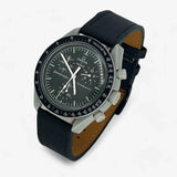 Bracelet Moonswatch Mission to the Moon Autre : Cuir Nato Acier Toile Cuir texturé : Noir + Boucle Noire