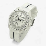 Bracelet Moonswatch Mission to the Moonphase - Full Moon - Snoopy Caoutchouc 1 Bande : Blanc Noir