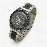 Bracelet Moonswatch Mission to Mercury Autre : Cuir Nato Acier Toile Acier : Argent Noir