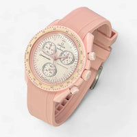Bracelet Moonswatch Mission to Venus Caoutchouc Premium uni : Rose