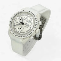 Bracelet Moonswatch Mission to the Moonphase - Full Moon - Snoopy Caoutchouc Premium à Clips : Blanc Blanc