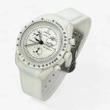 Bracelet Moonswatch Mission to the Moonphase - Full Moon - Snoopy Caoutchouc Premium à Clips : Blanc Blanc
