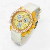 Bracelet Moonswatch Mission to the Sun Caoutchouc Premium : Blanc