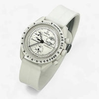 Bracelet Moonswatch Mission to the Moonphase - Full Moon - Snoopy Caoutchouc Clips : Blanc